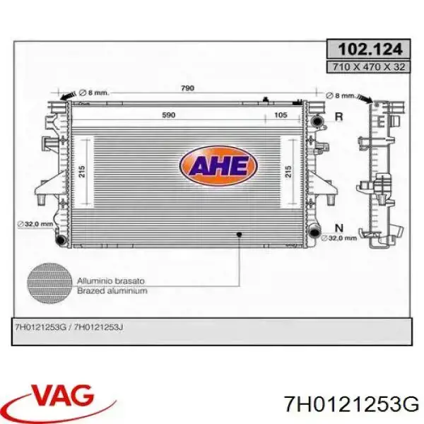 7H0121253G VAG radiador refrigeración del motor