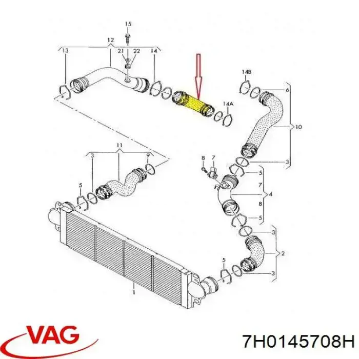 Tubo de salida de aire del turbocompresor VAG 7H0145708H precio, desde 44,58 EUR