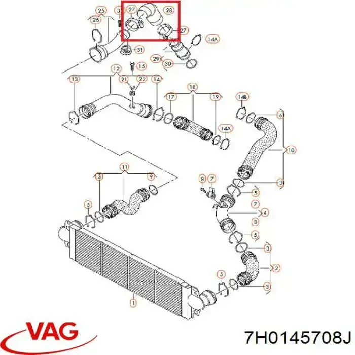 Tubo de aire VAG 7H0145708J precio, desde 32,69 EUR