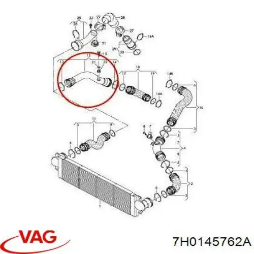 Manguera del intercooler VAG 7H0145762A precio, desde 111,80 EUR