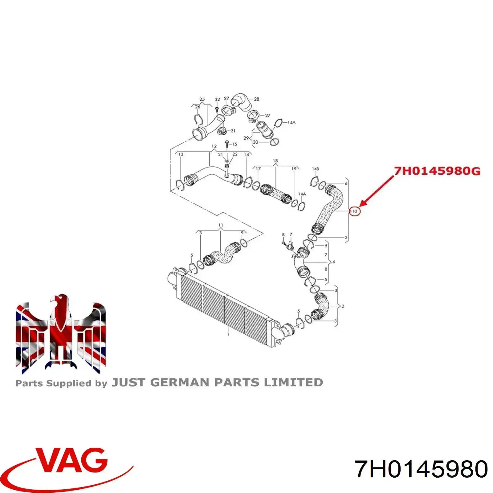 Comprar 7H0145980 VAG Tubo intercooler