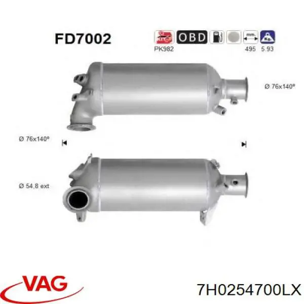 Comprar 7H0254700LX VAG Filtro de partículas (FAP)