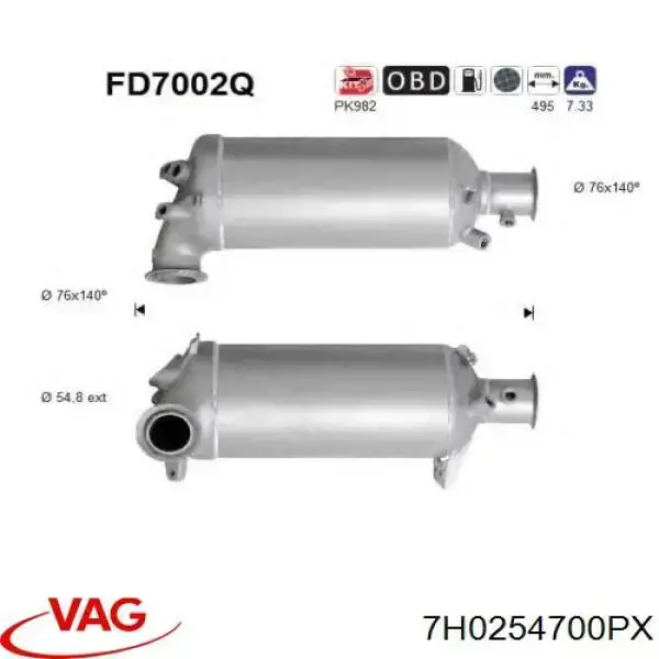 Filtro hollín VAG 7H0254700PX precio, desde 464,13 EUR