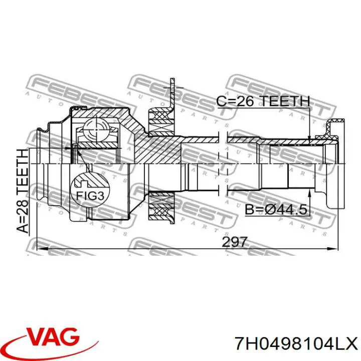 Comprar 7H0498104LX VAG Junta homocinética interna delantera derecha