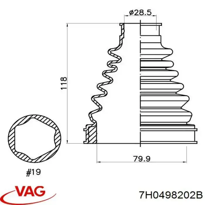 7H0498202B VAG fuelle, árbol de transmisión delantero interior