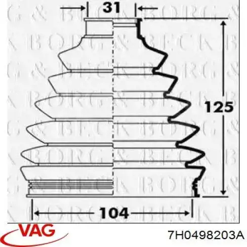 Comprar 7H0498203A VAG Fuelle de palier delantero exterior