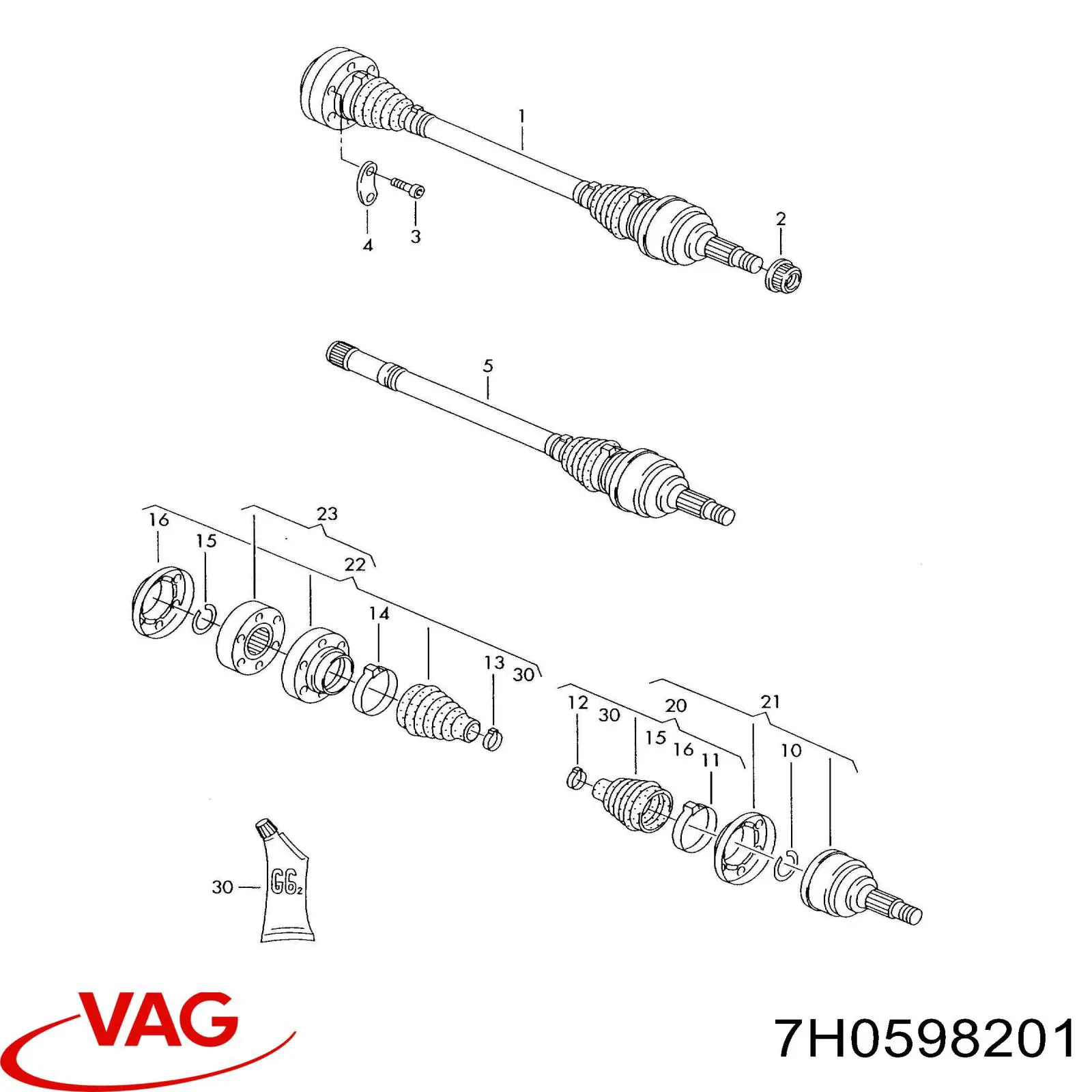 Comprar 7H0598201 VAG Fuelle interior de junta homocinética del semieje trasero