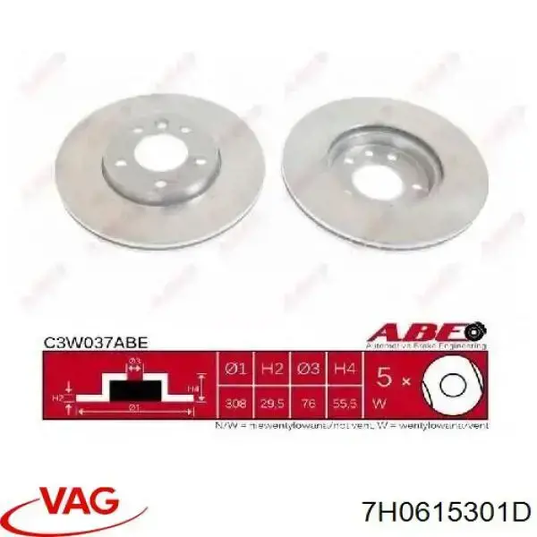 Disco de freno 7H0615301D VAG