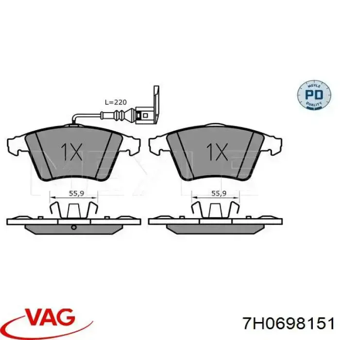 Pastillas de freno delanteras 7H0698151 VAG
