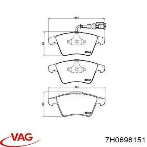 7H0698151 VAG Pastillas delanteras