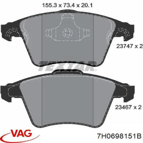 Pastillas de freno delanteras Volkswagen Transporter 7HA, 7HH, 7EA, 7EH