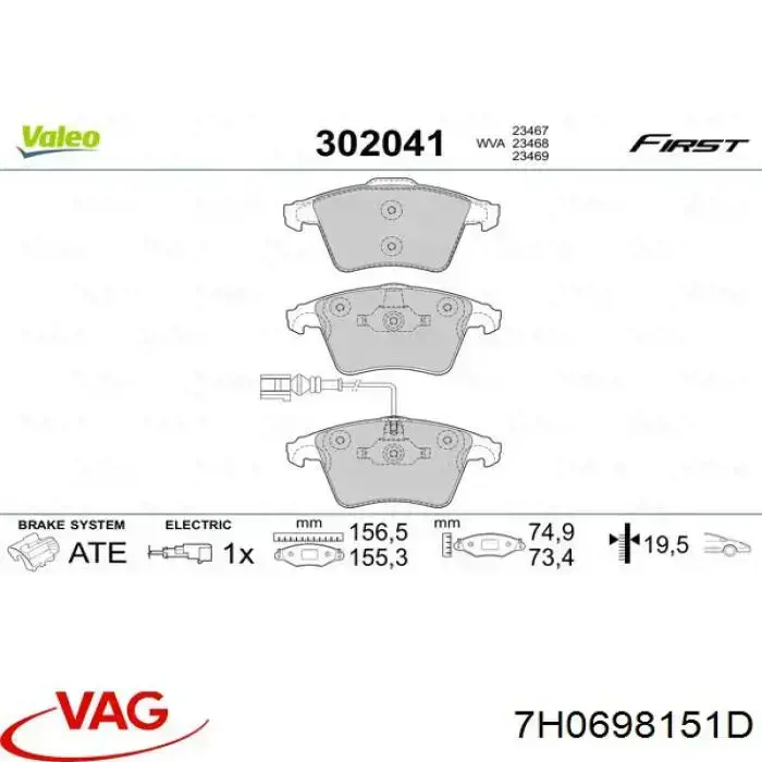 Pastillas de freno delanteras Volkswagen Transporter 7HA, 7HH, 7EA, 7EH
