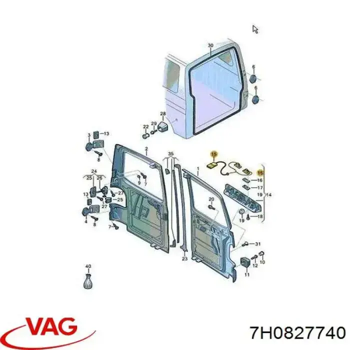 7H0827740 VAG Carcasa de luz de matrícula