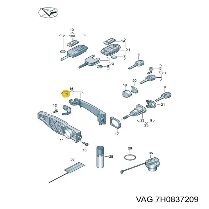 Comprar 7H0837209 VAG Soporte de manija exterior de puertas izquierdas