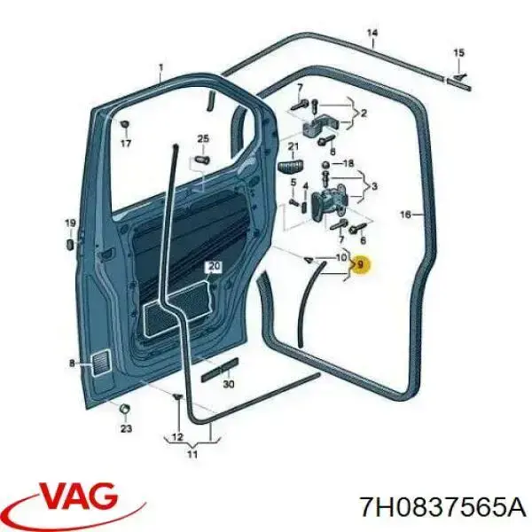 Junta de puerta delantera izquierda 7H0837565A VAG