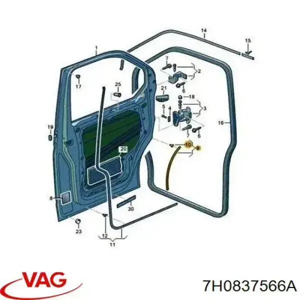Sellador de puerta delantera derecha (en puerta) VAG 7H0837566A