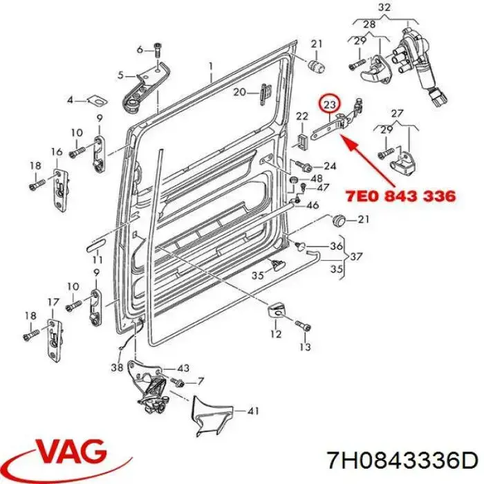 Comprar 7H0843336D VAG Rodillo central derecho de puerta corrediza