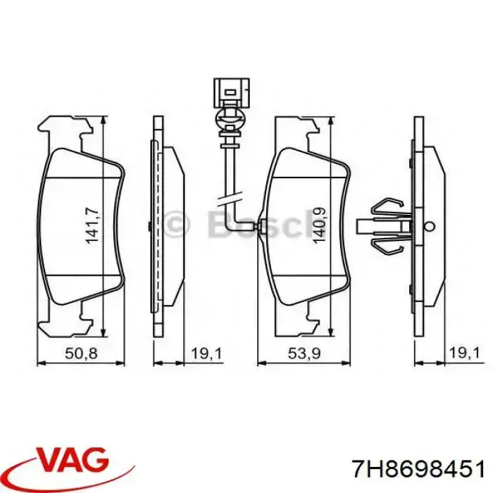 7H8698451 VAG Pastillas freno traseras