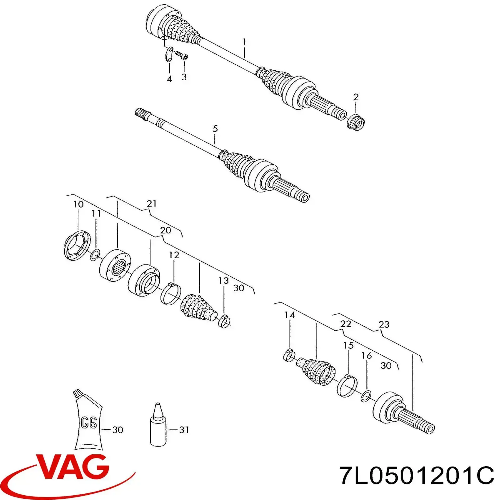 7L0501201C VAG Semieje trasero