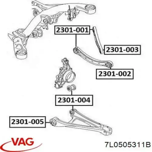 Brazo inferior izquierdo de la suspensión trasera VAG 7L0505311B precio, desde 72,34 EUR