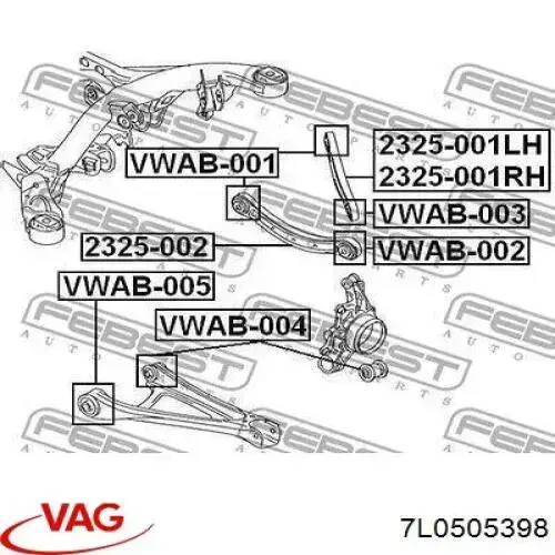 Brazo superior derecho de la suspensión trasera VAG 7L0505398 precio, desde 44,60 EUR