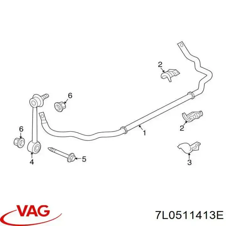 Soporte, estabilizador eje trasero VAG 7L0511413E