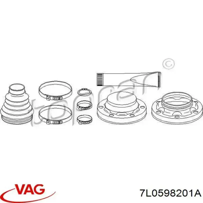 Fuelle interior de junta homocinética del semieje trasero VAG 7L0598201A