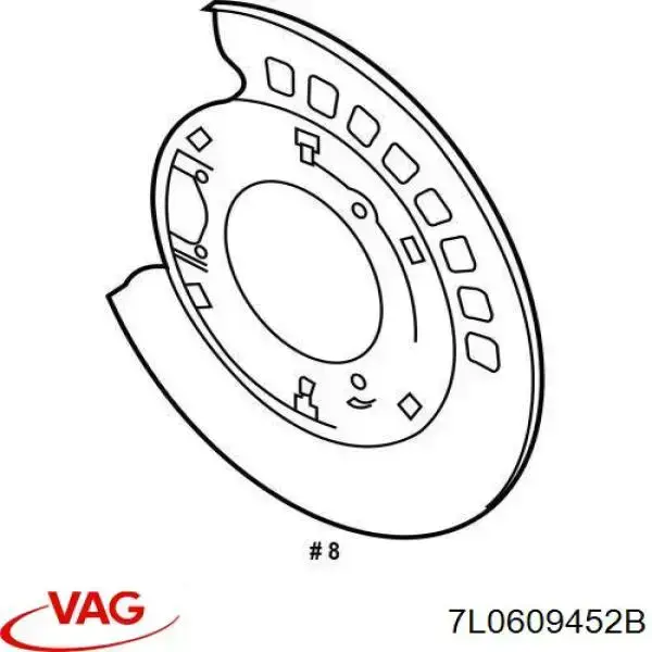 7L0609452B VAG chapa protectora contra salpicaduras, disco de freno trasero derecho