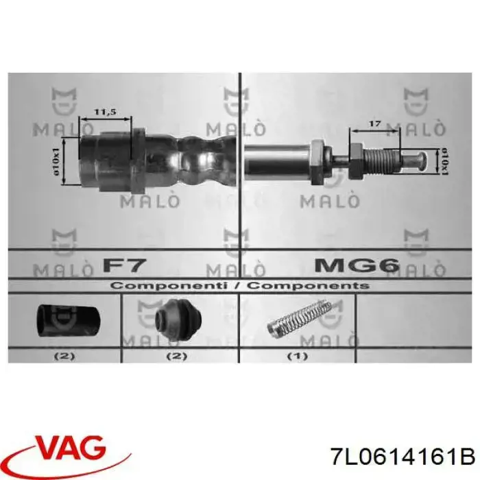 Tubo de freno delantero izquierdo VAG 7L0614161B precio, desde 13,79 EUR