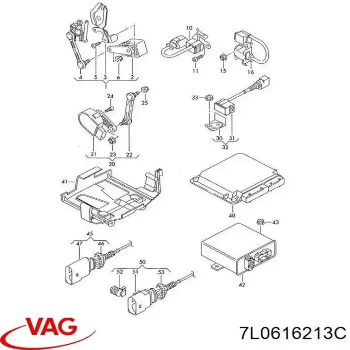 7L0616213C VAG sensor, nivel de suspensión neumática, delantero izquierdo