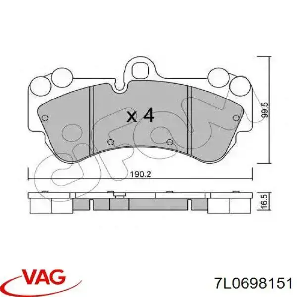 Pastillas de freno 7L0698151 VAG