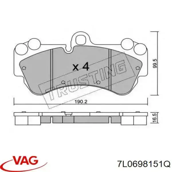 Pastillas freno delanteras VAG 7L0698151Q precio, desde 49,54 EUR