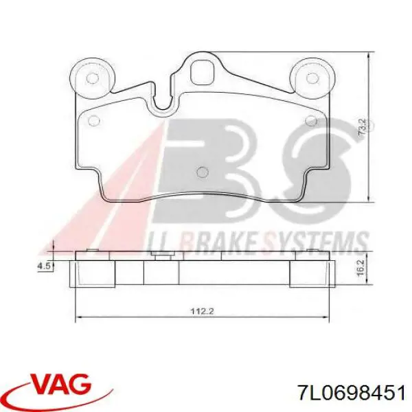 7L0698451 VAG pastillas de freno traseras