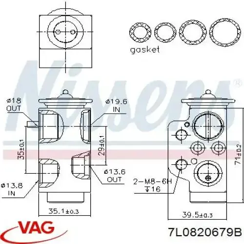 Válvula TRV del aire acondicionado VAG 7L0820679B precio, desde 38,95 EUR