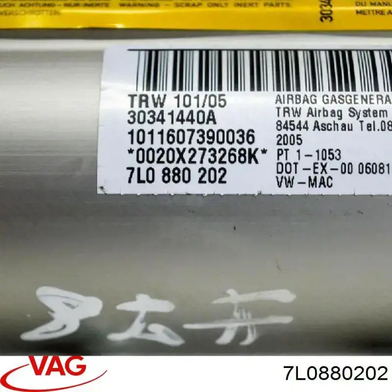 Airbag para pasajero VAG 7L0880202
