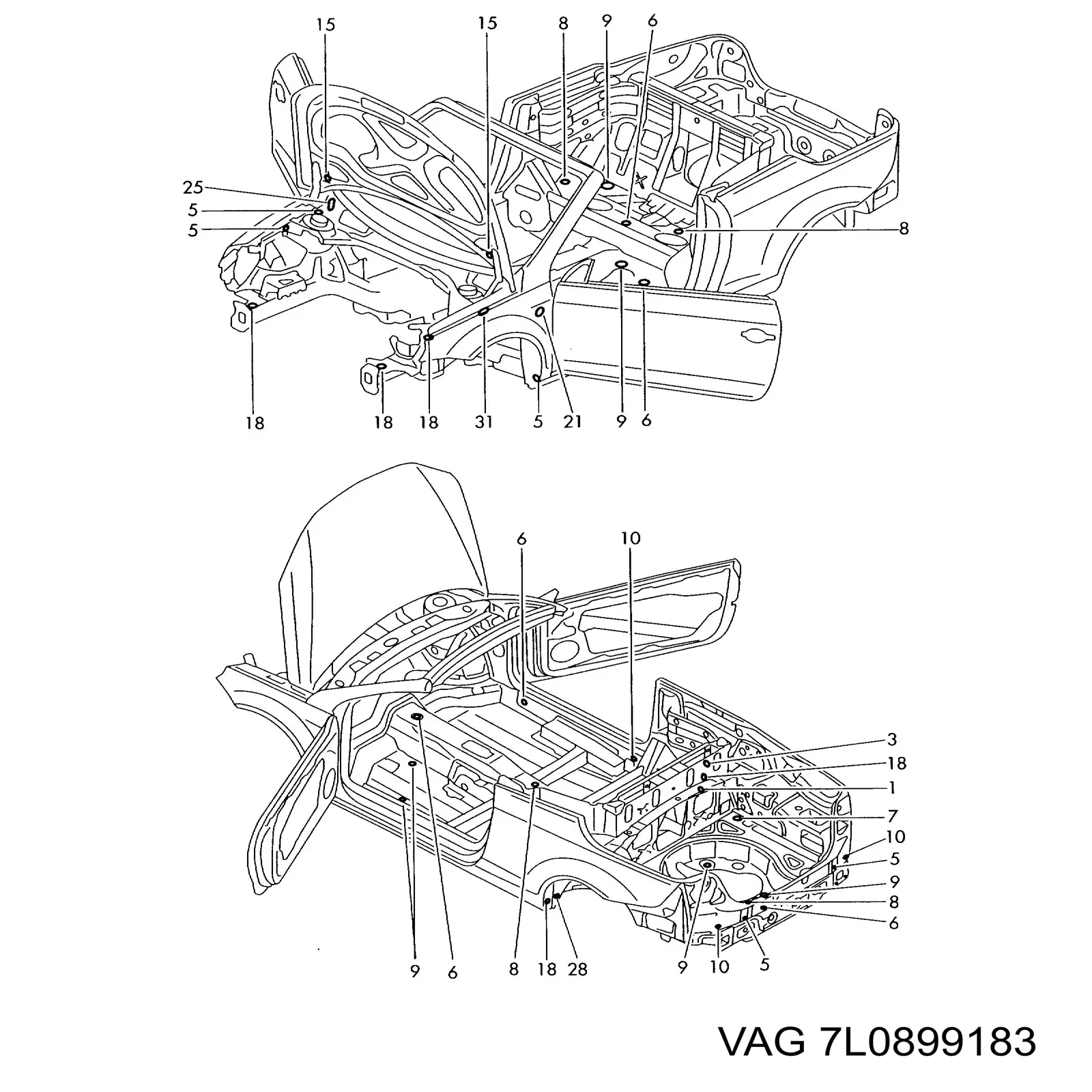 Tapón debajo de la carrocería Audi Q5 (8RB)