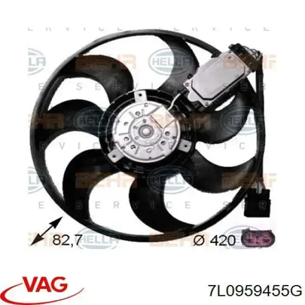 7L0959455G VAG ventilador (rodete +motor refrigeración del motor con electromotor derecho)