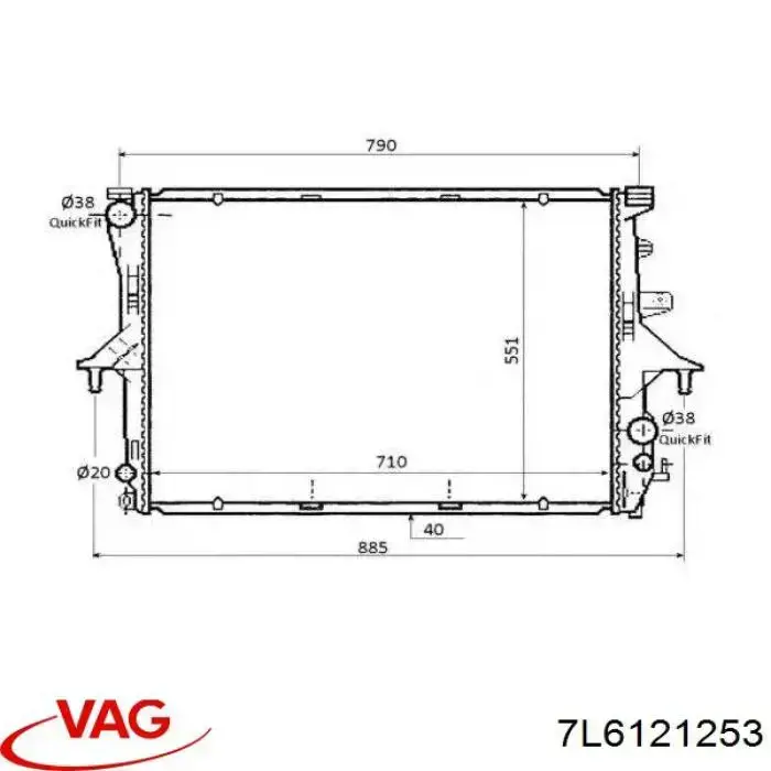 Radiador 7L6121253 VAG