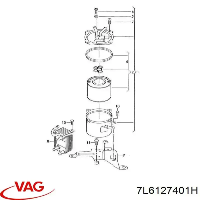 7L6127401H VAG caja, filtro de combustible