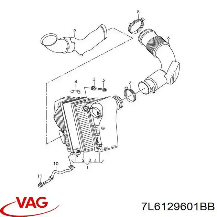 Comprar 7L6129601BB VAG Caja del filtro de aire