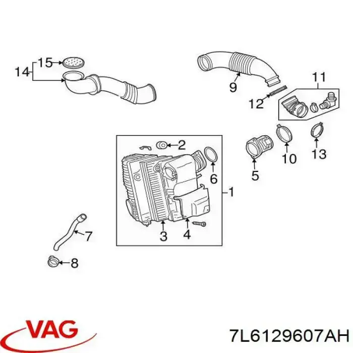 7L6129607AH VAG casco de filtro de aire