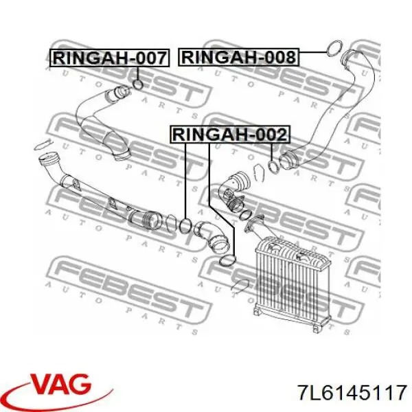 7L6145117 VAG junta tórica para tubo intercooler