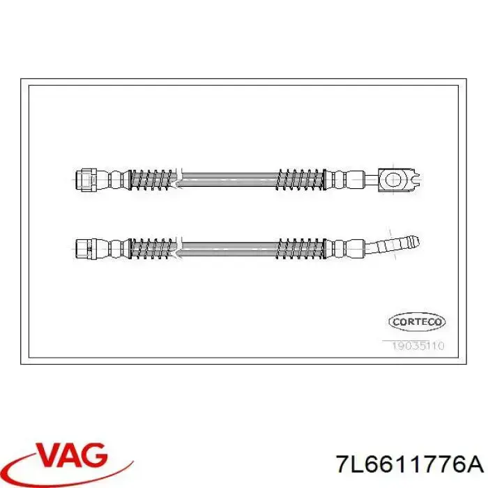 7L6611776A VAG tubo flexible de frenos trasero