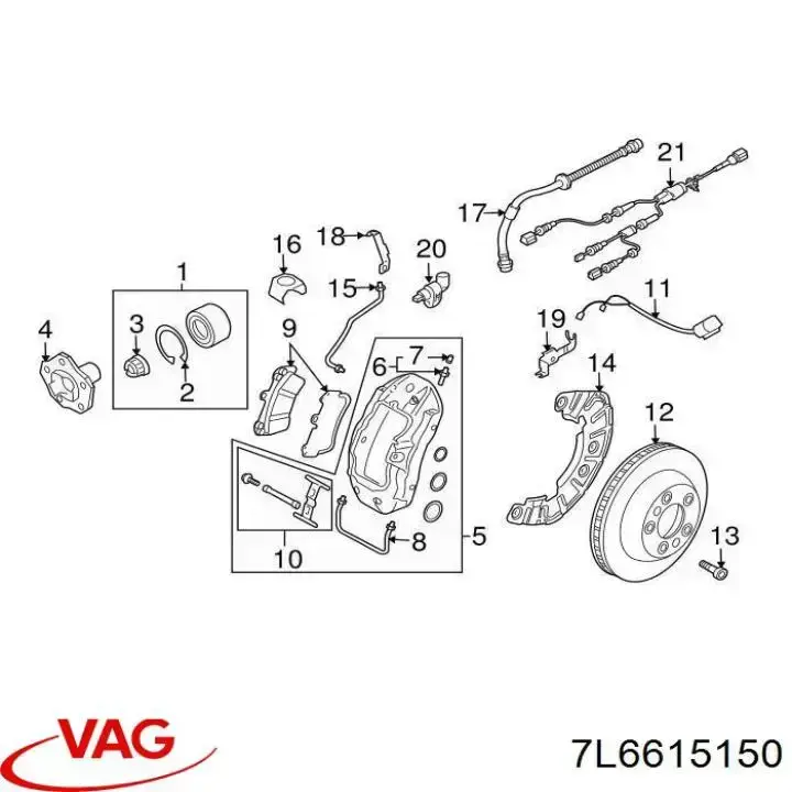 Pinza de freno, Eje delantero derecha VAG 7L6615150