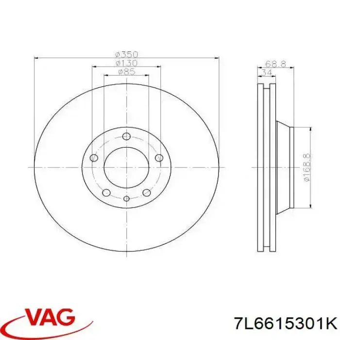 7L6615301K VAG freno de disco delantero