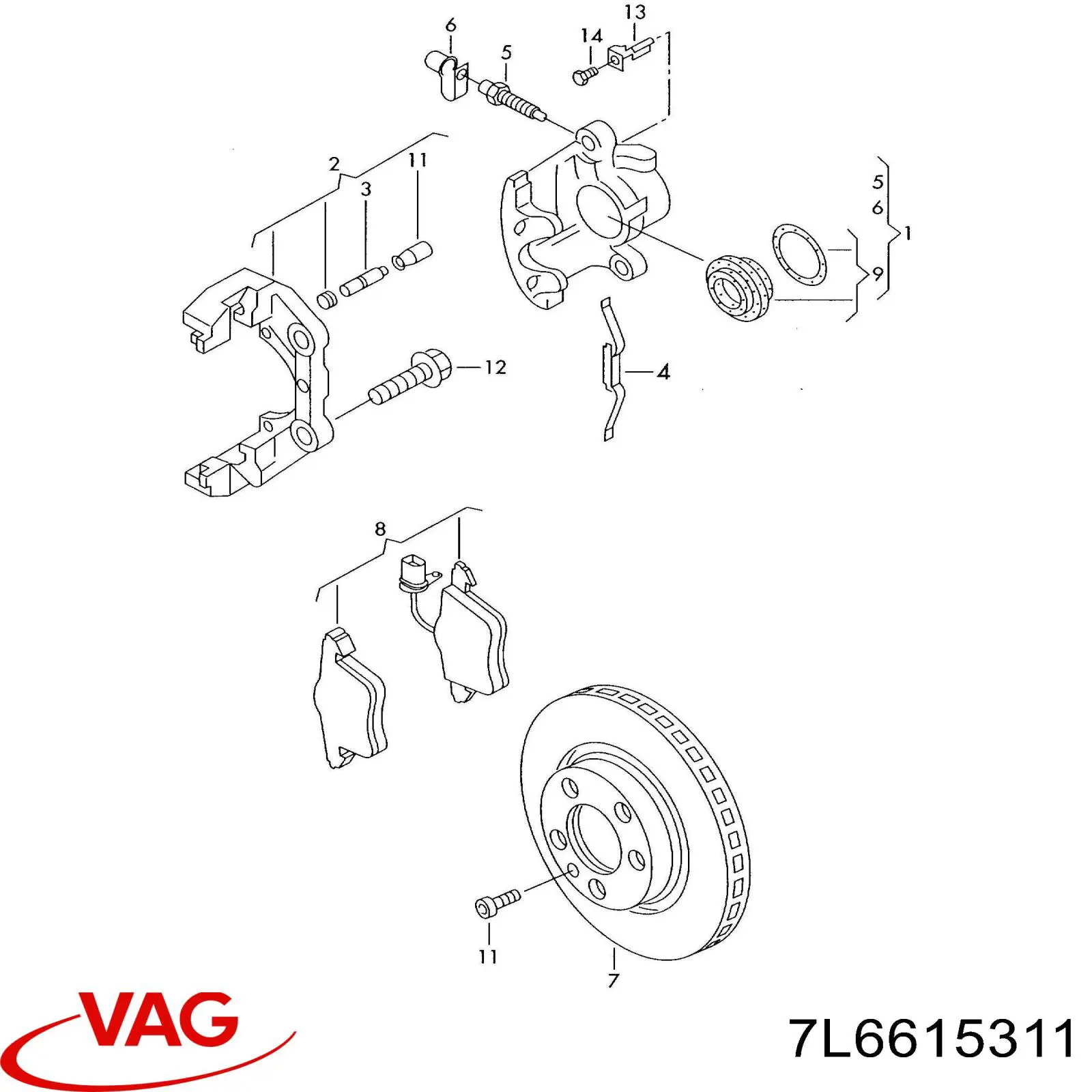 7L6615311 VAG chapa protectora, disco de freno delantero