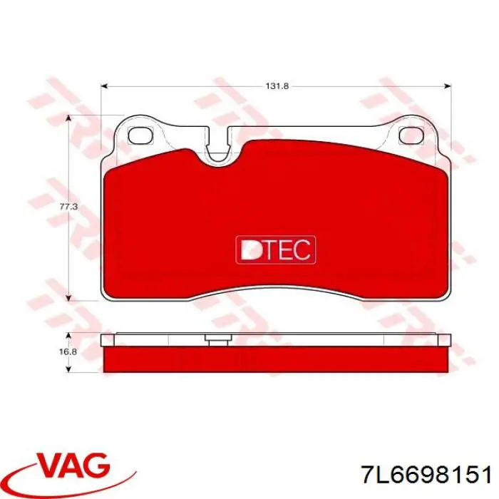Pastillas freno delanteras VAG 7L6698151 precio, desde 49,54 EUR