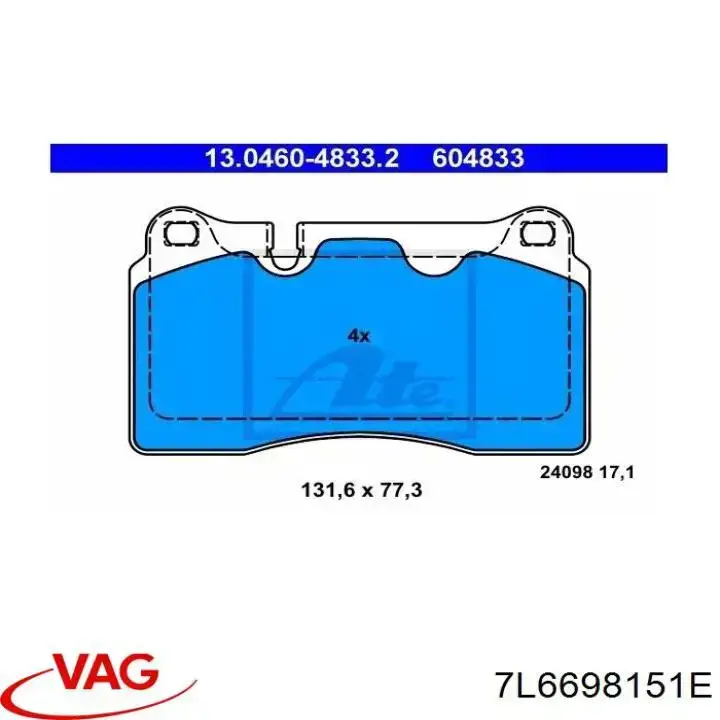 Pastillas freno delanteras VAG 7L6698151E precio, desde 40,08 EUR