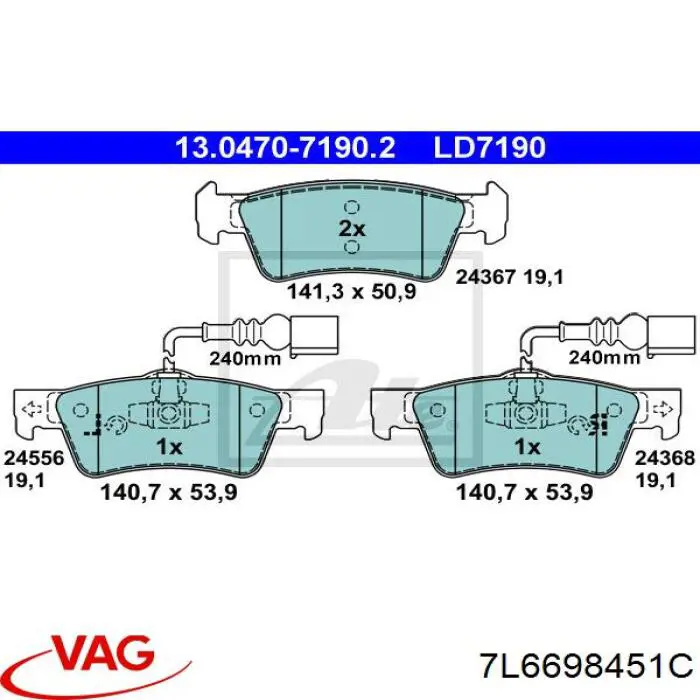Pastillas traseras de freno VAG 7L6698451C precio, desde 40,05 EUR
