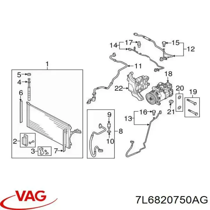 Comprar 7L6820750AG VAG Manguera de aire acondicionado de radiador al deshidratador